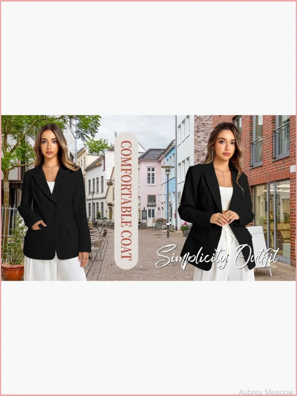 Long Sleeve Notch Lapel Work Suit Blazer Open Front Casual Jacket with Pockets